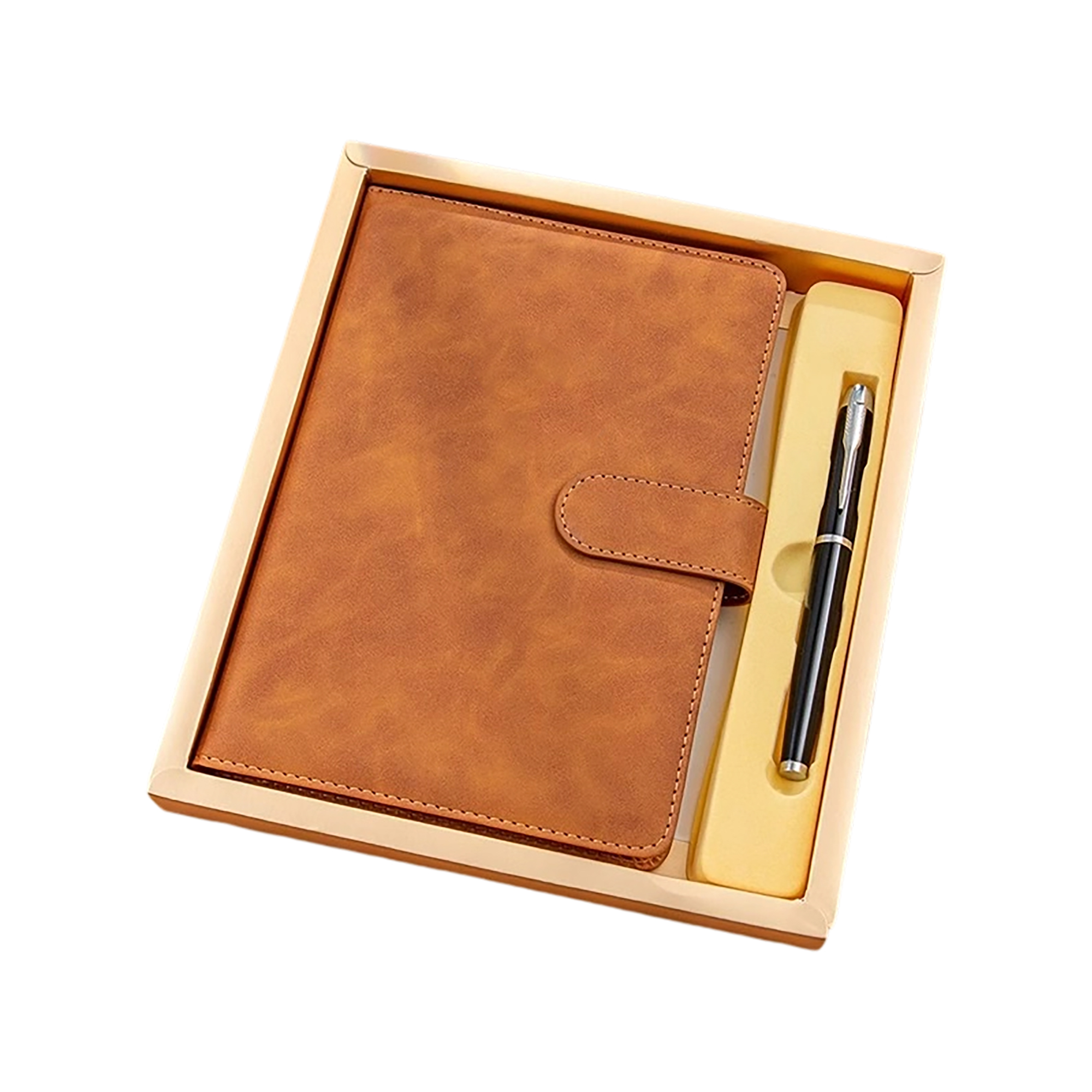 PU Leather A5 Notebook With Magnetic Buckle And Metal Pen Gift Set 4