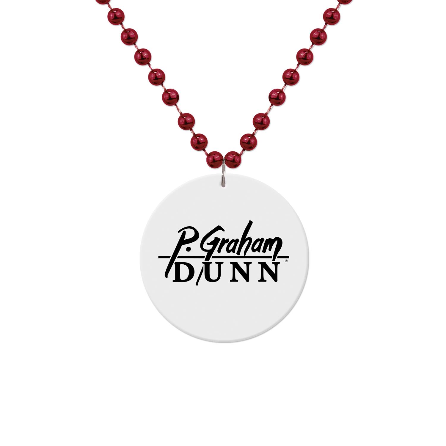 Medallion Bead Necklace w/White Medallion 9