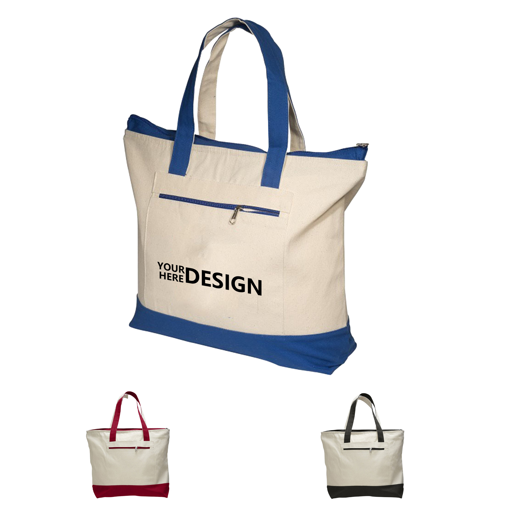 12oz Contrast-Paneled Canvas Handbag 1