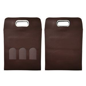 Elegant 3 Bottle PU Leather Wine Bag With Window And Metal Handle, custom tote bag with logo imprint 12