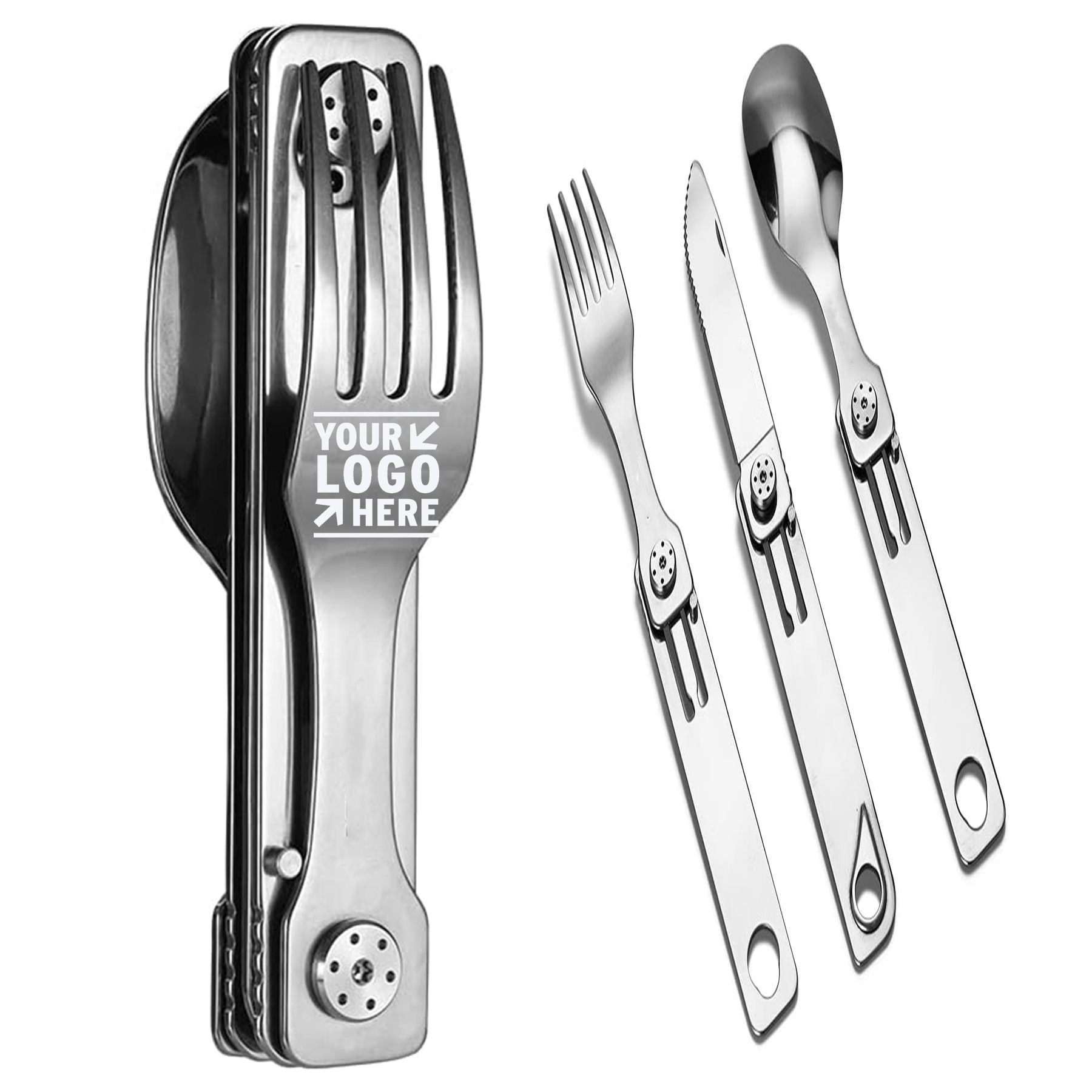 3 In 1 Camping Outdoor Hiking Detachable Cutlery Knife Spoon Frok Set 2