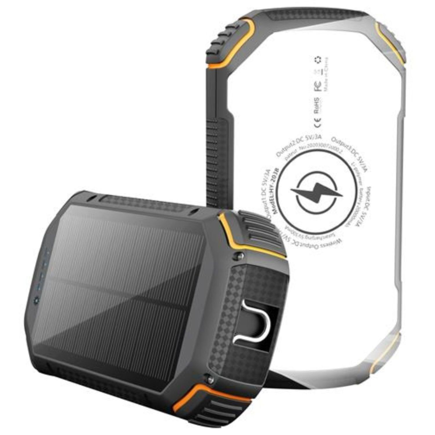 water proof portable Solar Power Banks 20000mAh Led Light with Wireless charger 1
