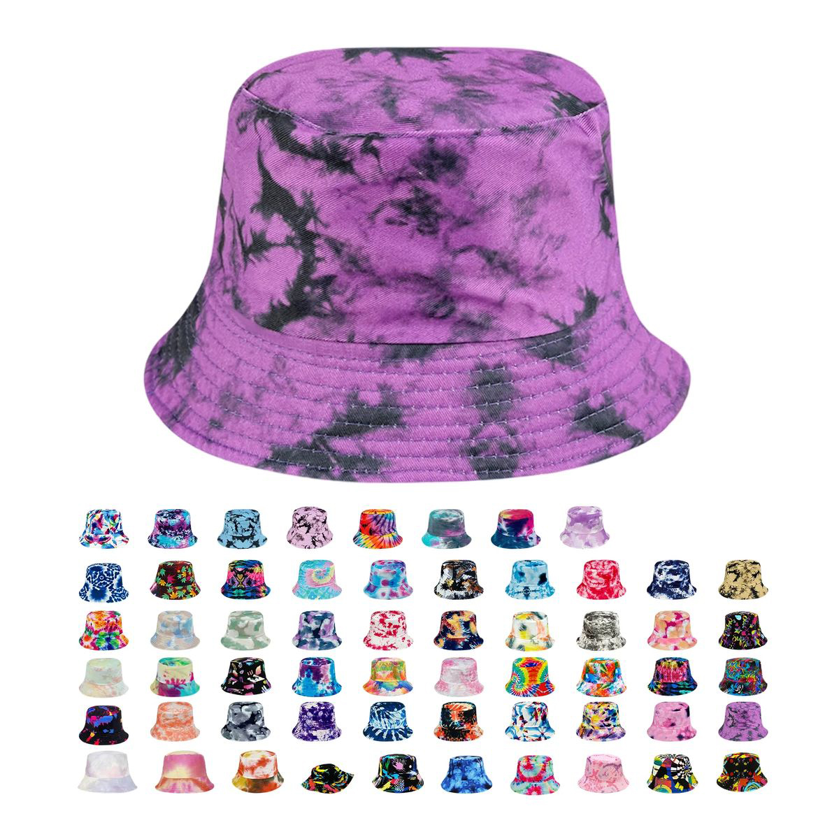 Plastic Tie Dye Hat with Foldable Double Sided Design 8