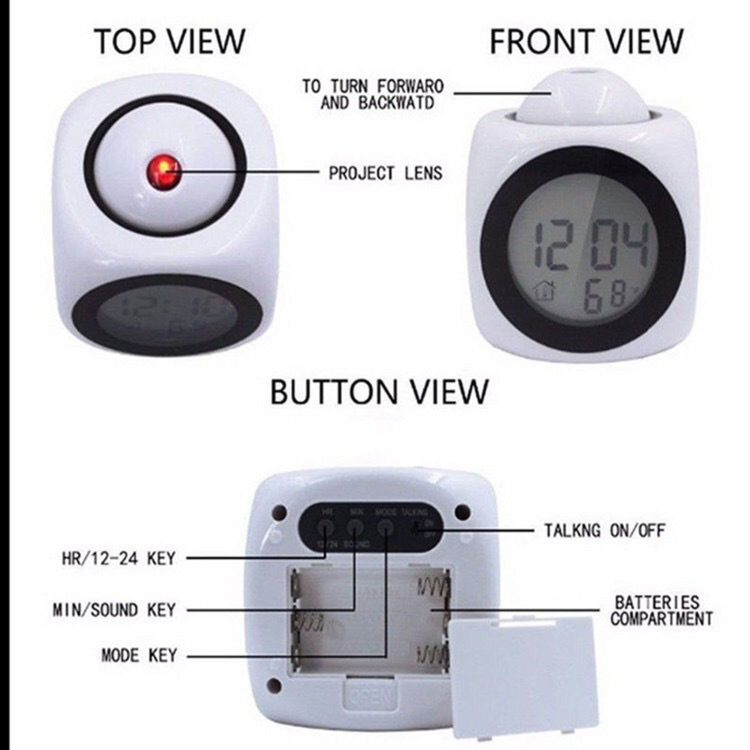 LED Projection Alarm Clock 4
