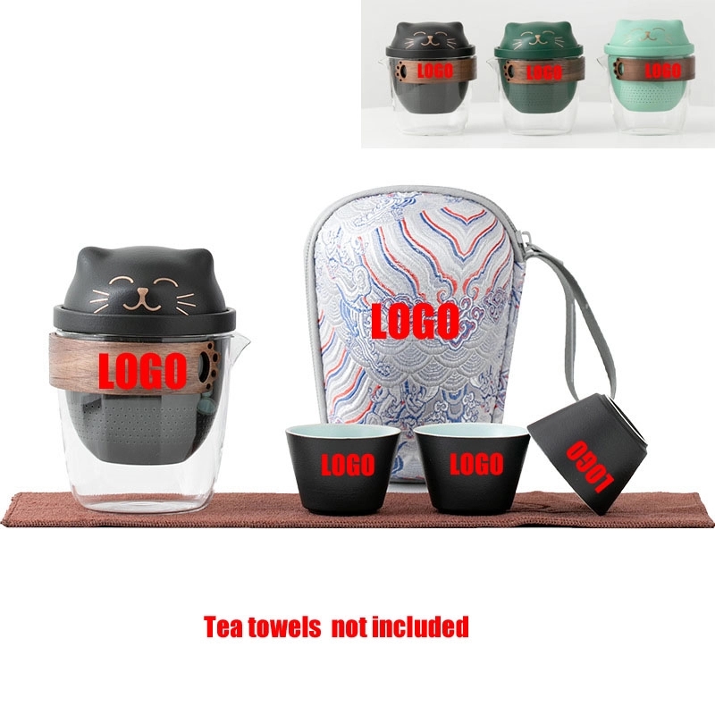 Custom Teapot With Infuser and Three GongfuTea Cups 4