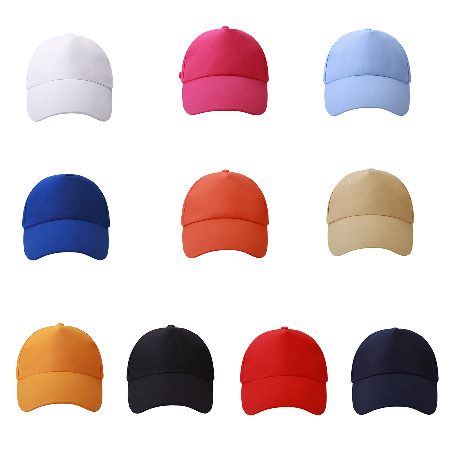 Stock Solid Color Poly Peach Skin 5 Panel Cap w/Velcro Back Fastener 13