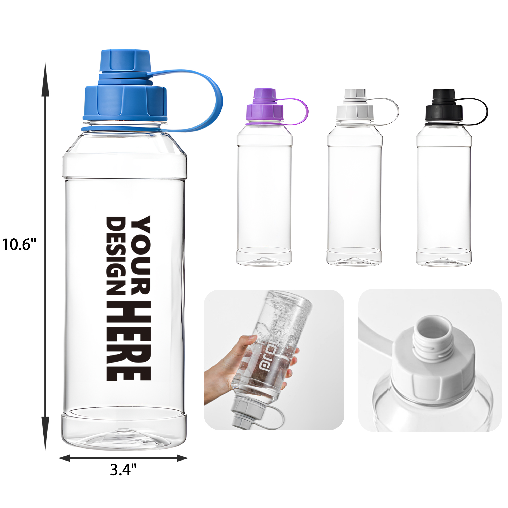MOQ 50 PCS 33 OZ Transparent Plastic Water Bottle 3