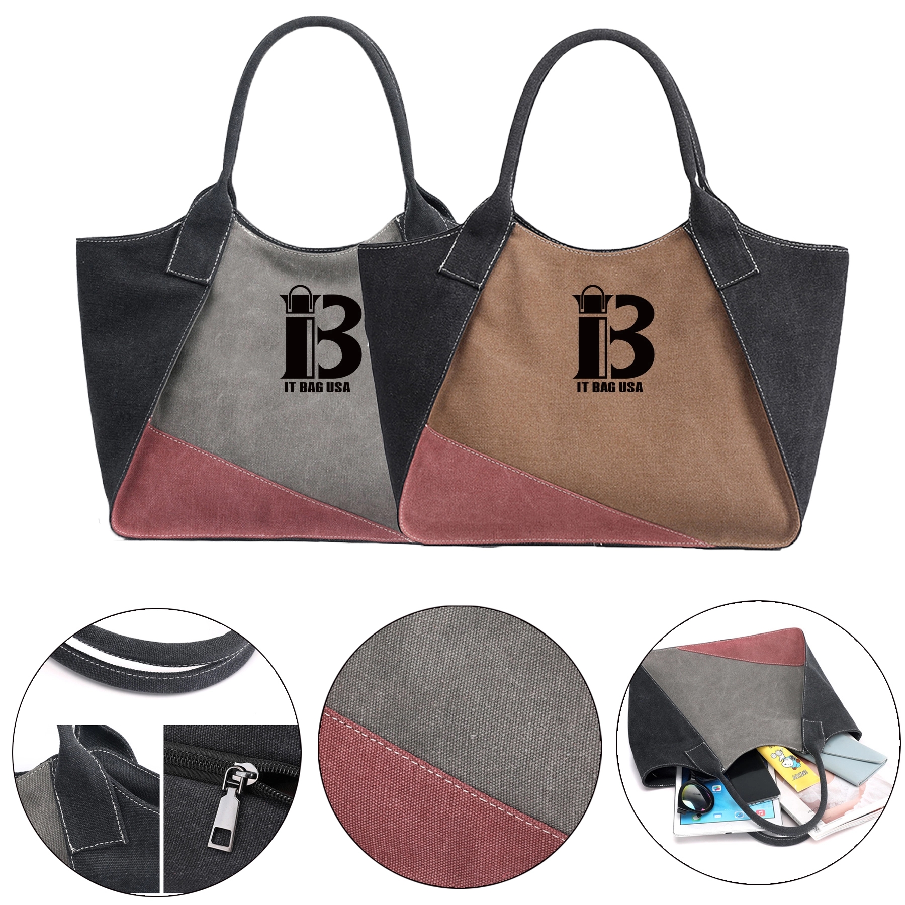 Shoulder Tote Bag For Women Canvas, custom tote bag with logo imprint 6