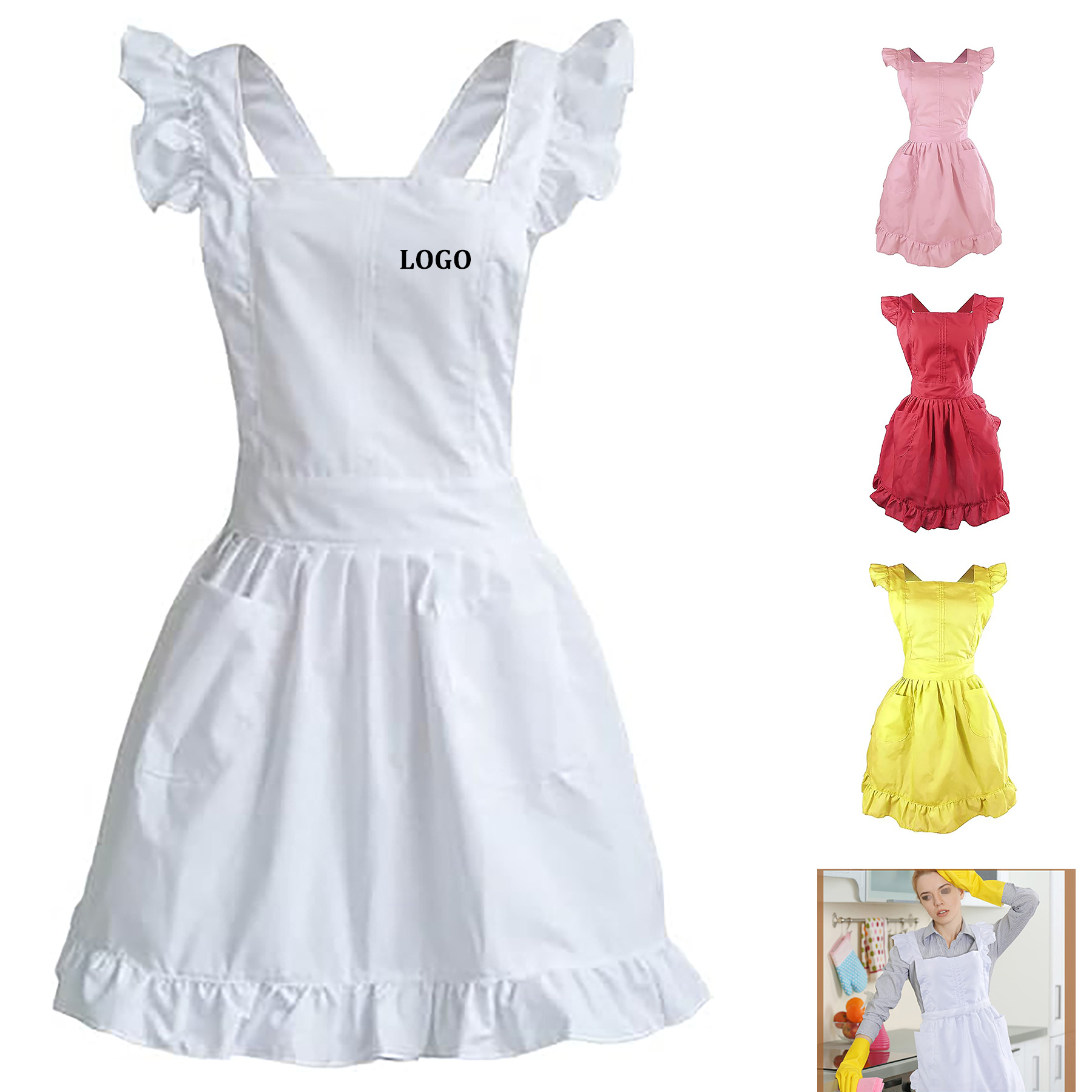 Ruffled Vintage Maid Apron 9