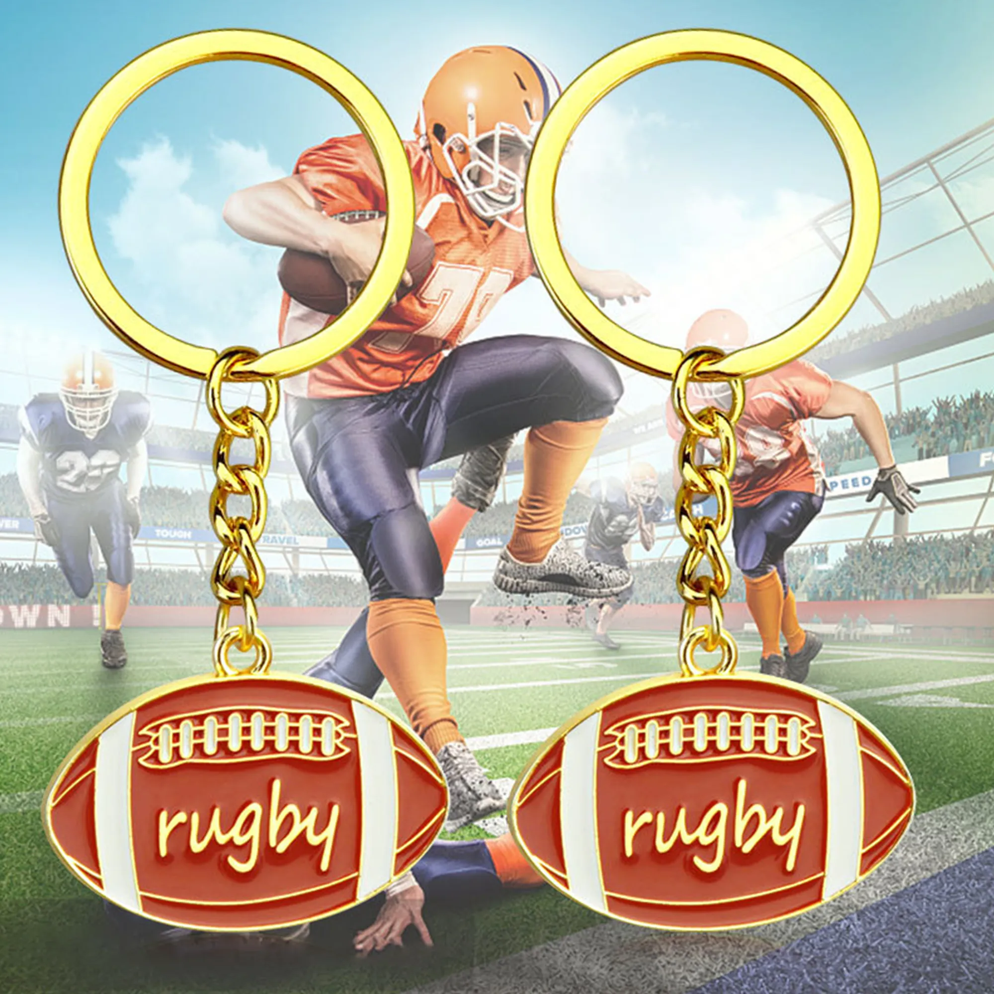 Rugby Keychain LOGO Printed for Promotions in Memorial Event