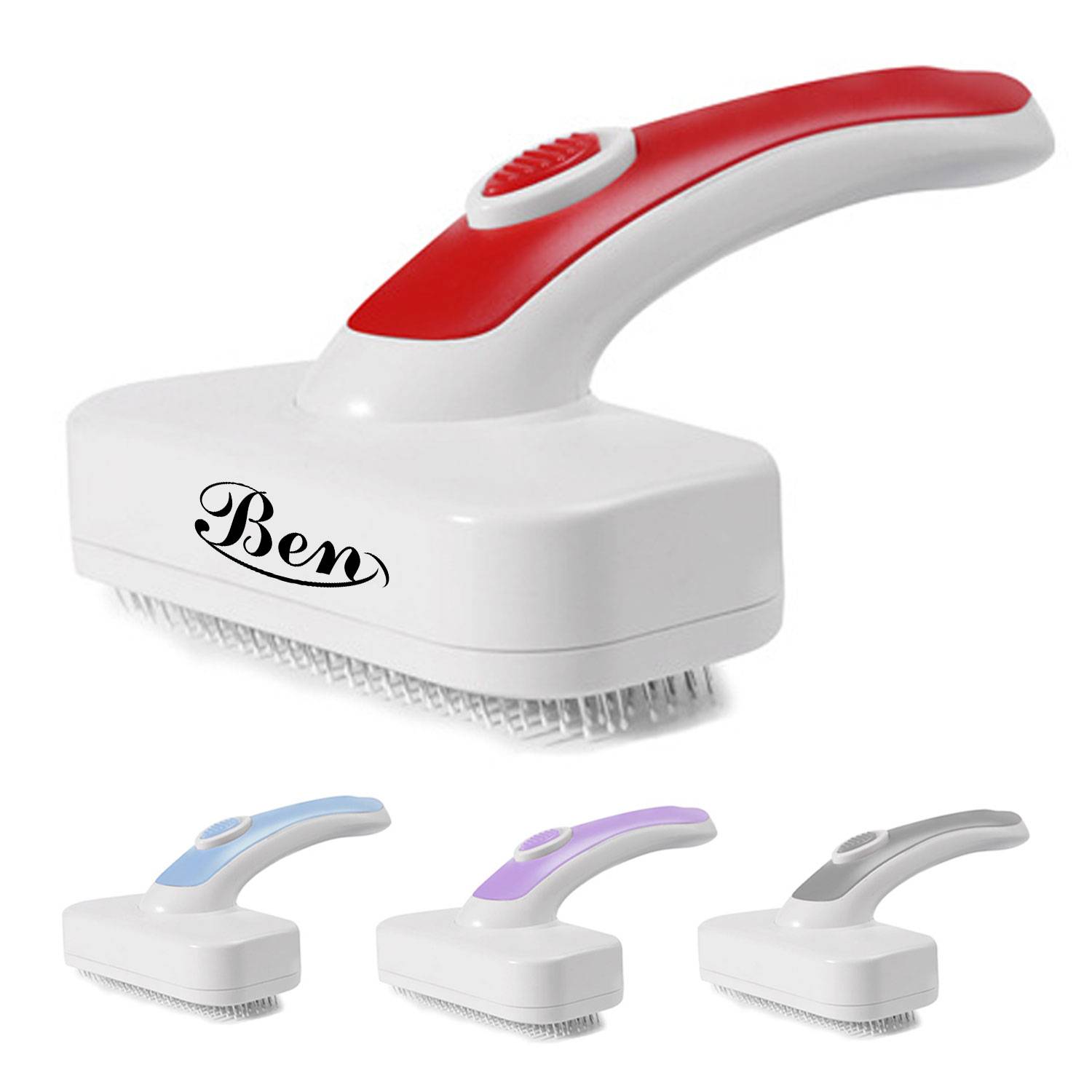 Portable Plastic Pet Deshedding Brush w/ Soft Bristles 14