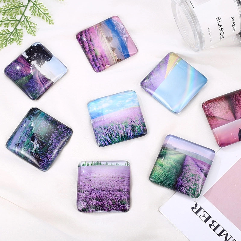 Custom Epoxy Printing Square Crystal Glass Fridge Magnets 2