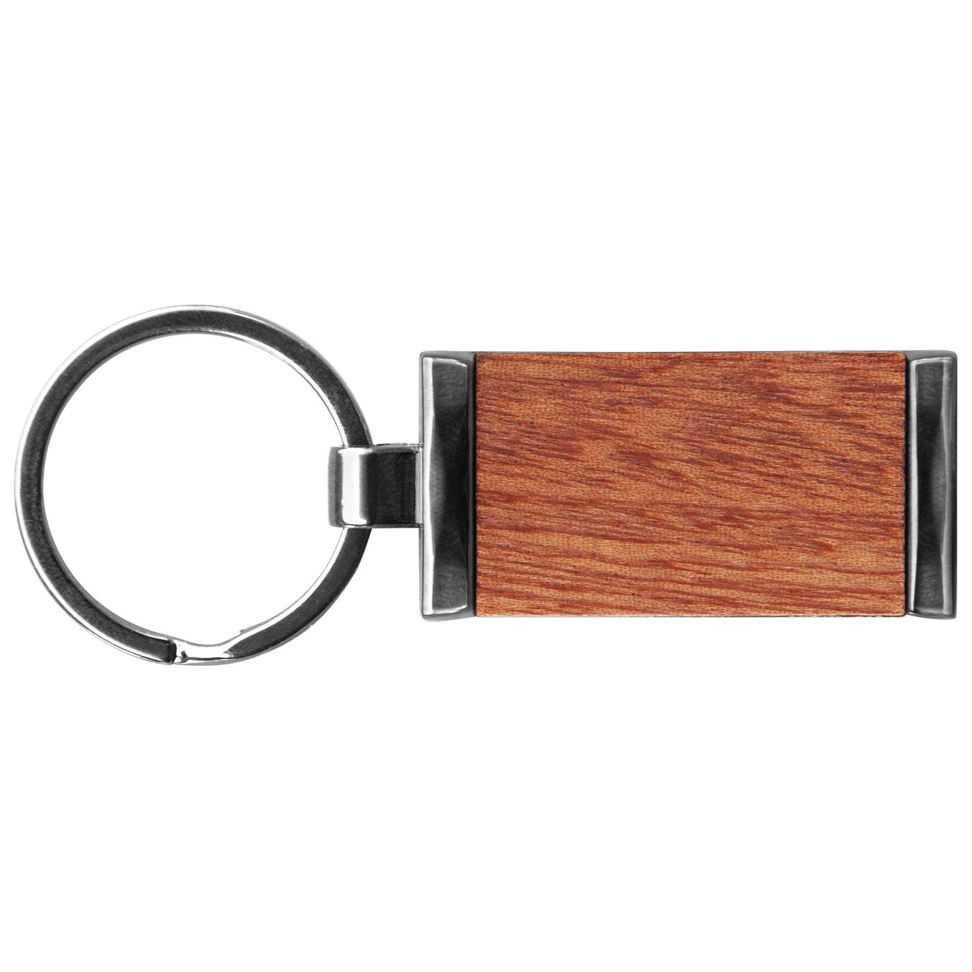 Grafton Gunmetal & Wood Rectangular Key Chain 4