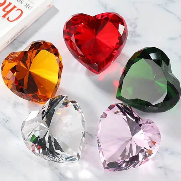 Red Heart Shaped Crystal Diamond Paperweight 11