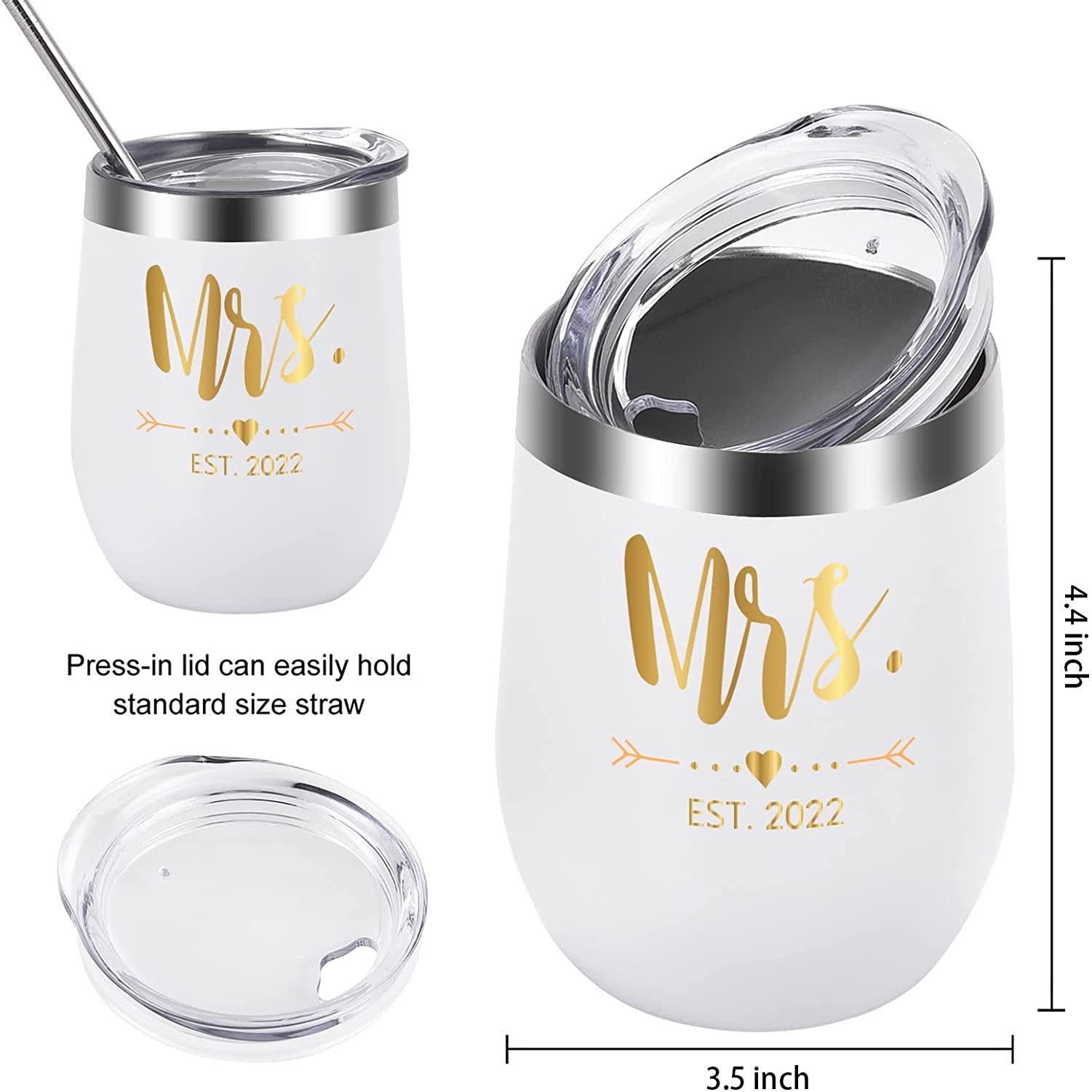12 ounce Steel insulated wine/whisky tumbler with locking lid and straw 4