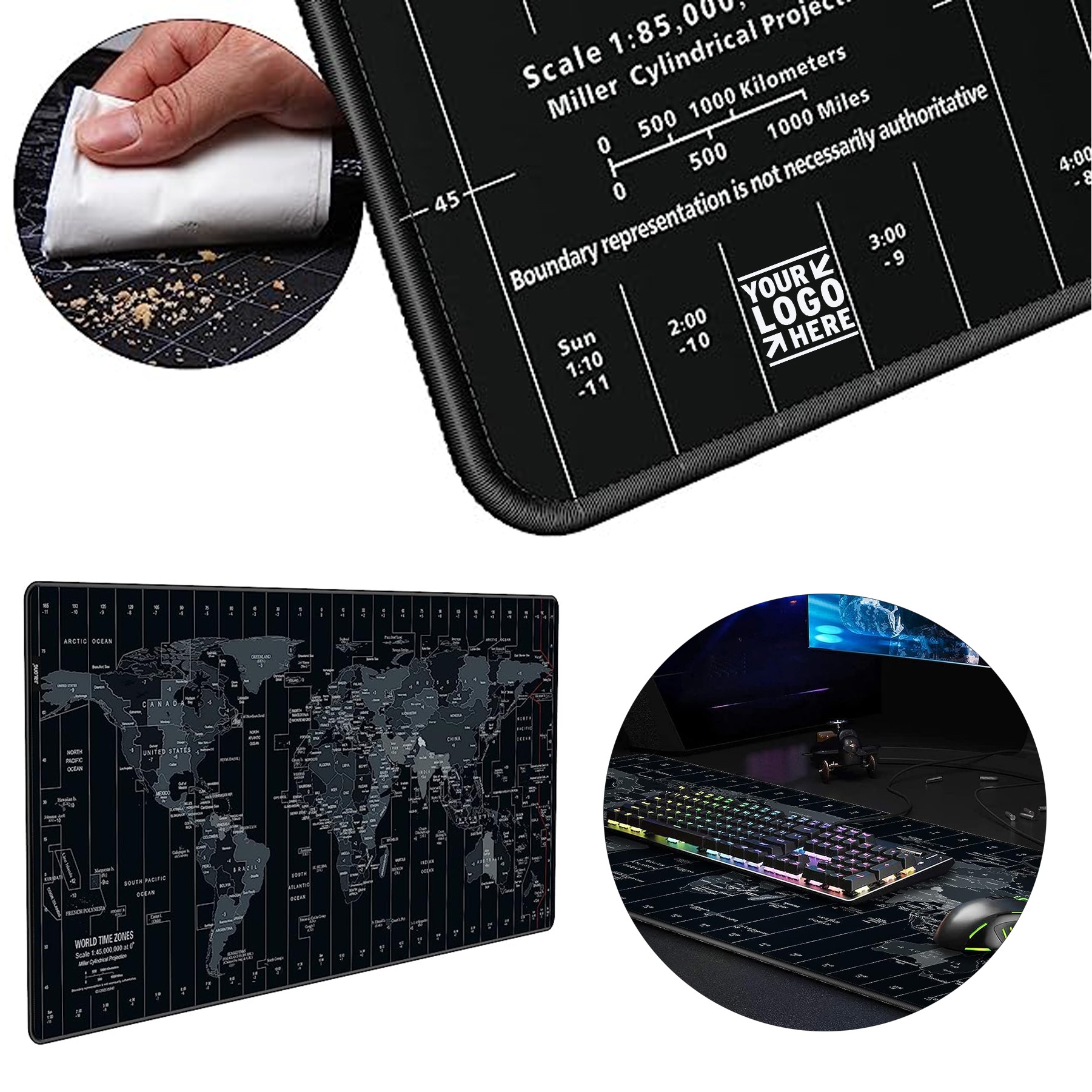 35.4 x 15.7 inches Computer PC Black World Map Gaming Desk Mat Extended Mousepad 1
