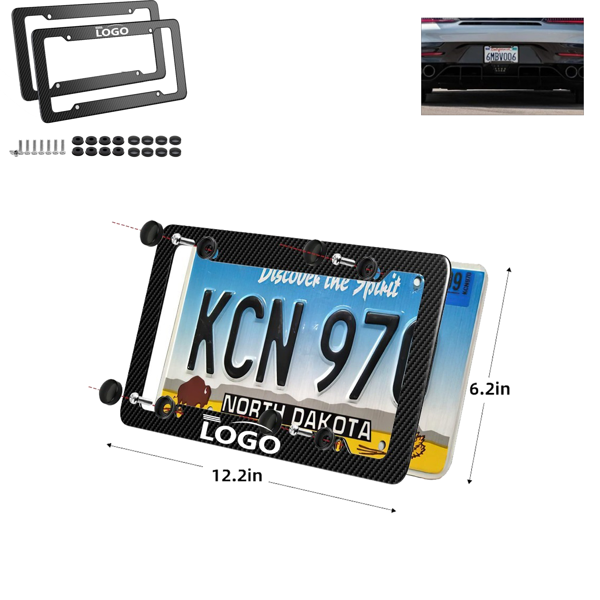 Customizable Striped License Plate Holder With Accessories 1