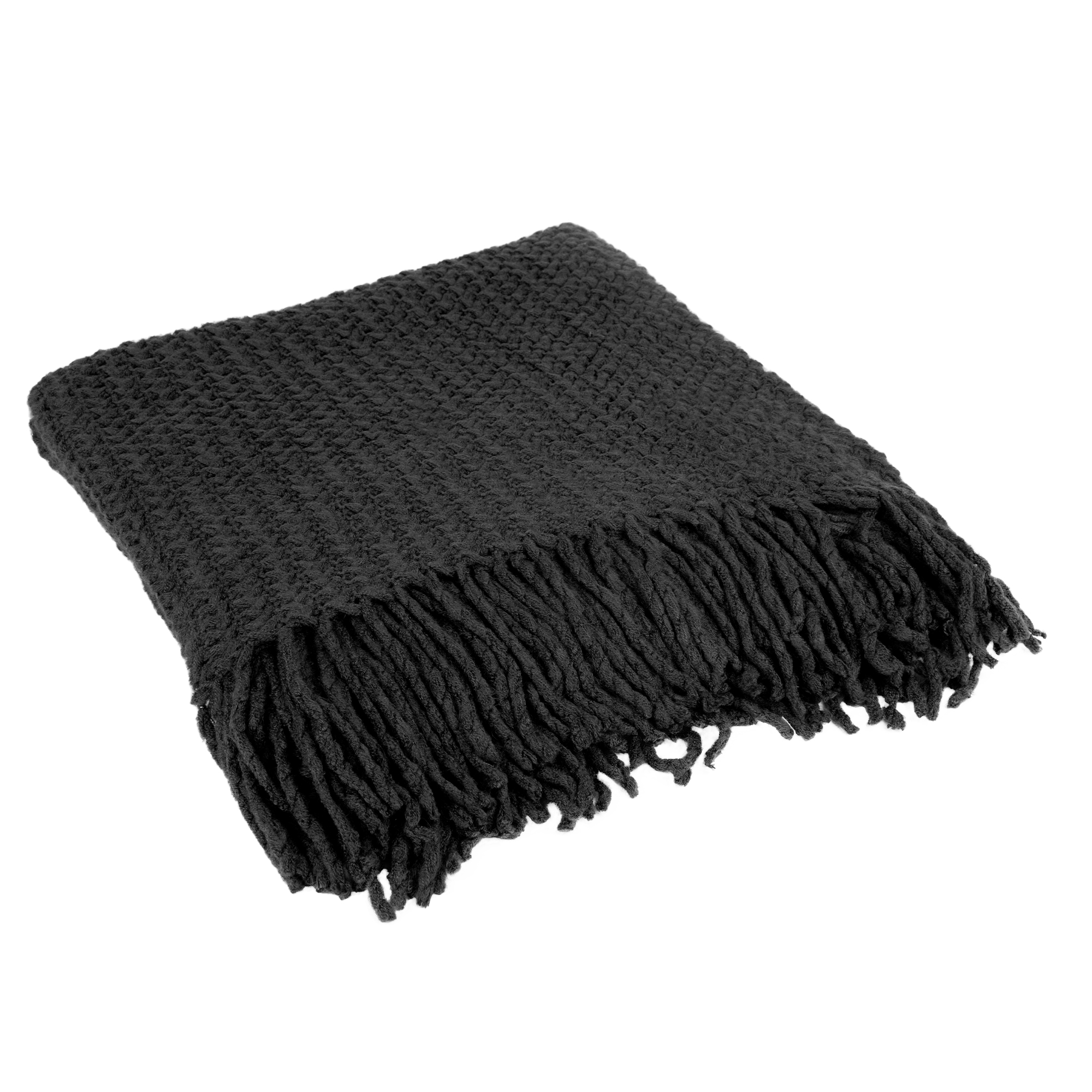 Chunky Knit Blanket With Fringe 9