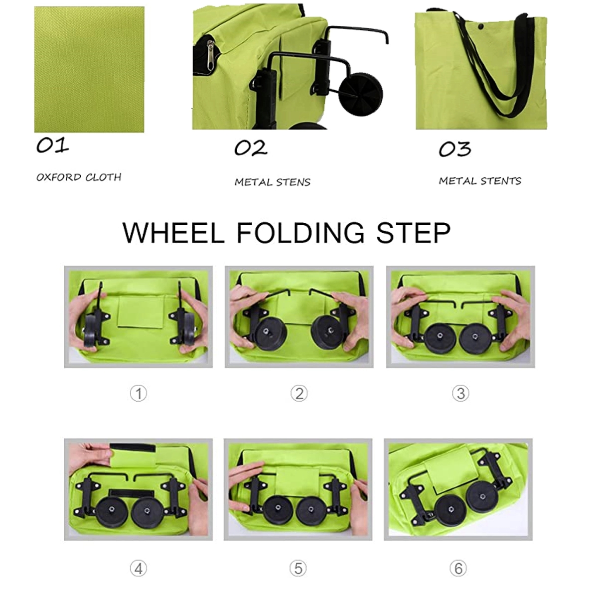 Collapsible Foldable Rolling Shopping Bag 5