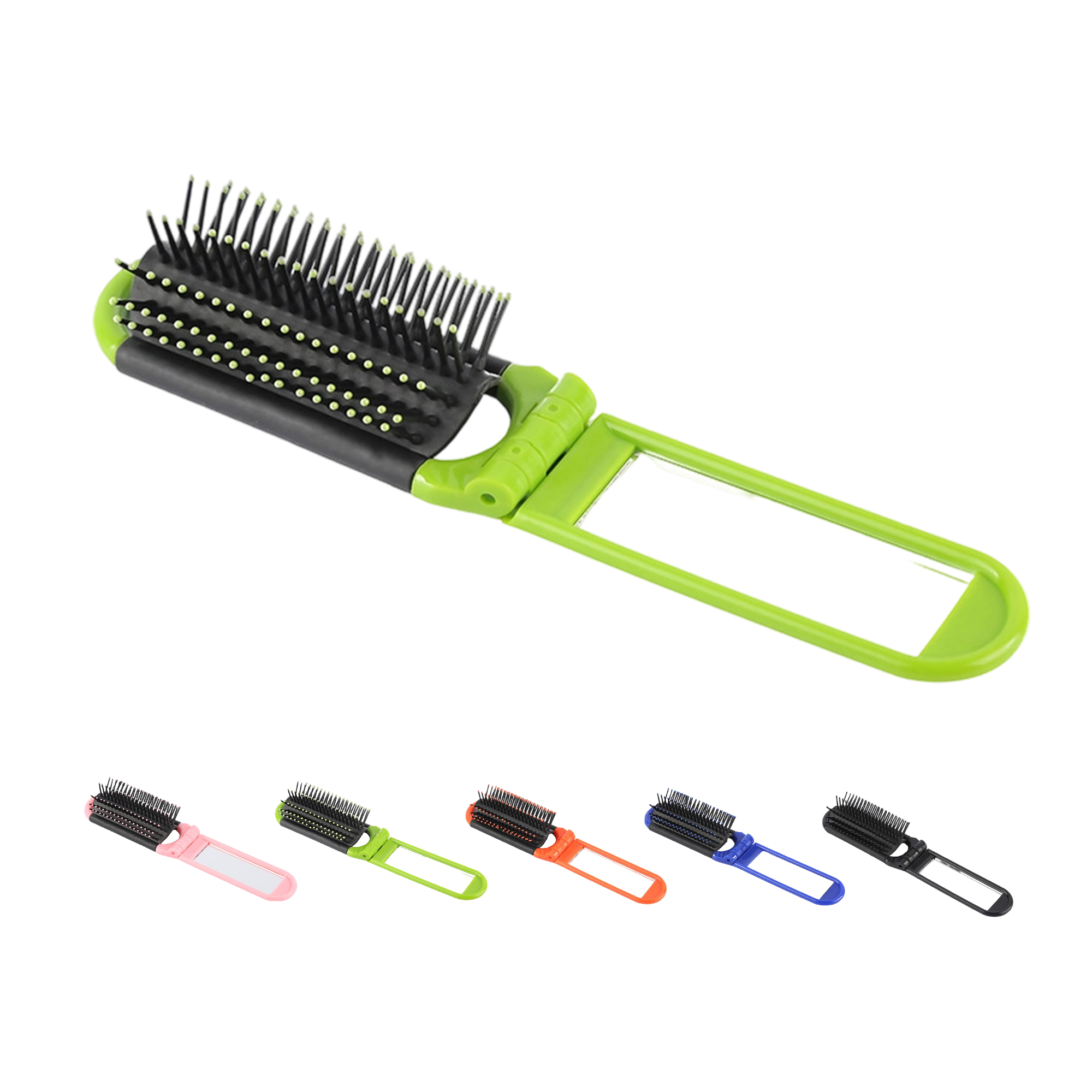 Folding Travel Hair Brush With Built In Mirror 4.3" x 1.5" x 1.2" 5