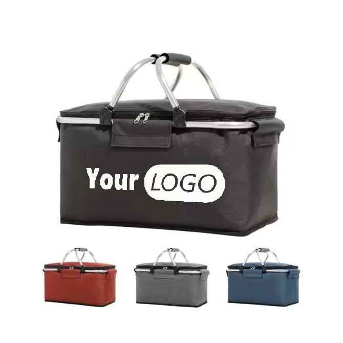 Folding Portable Insulated Basket Picnic Bag 4