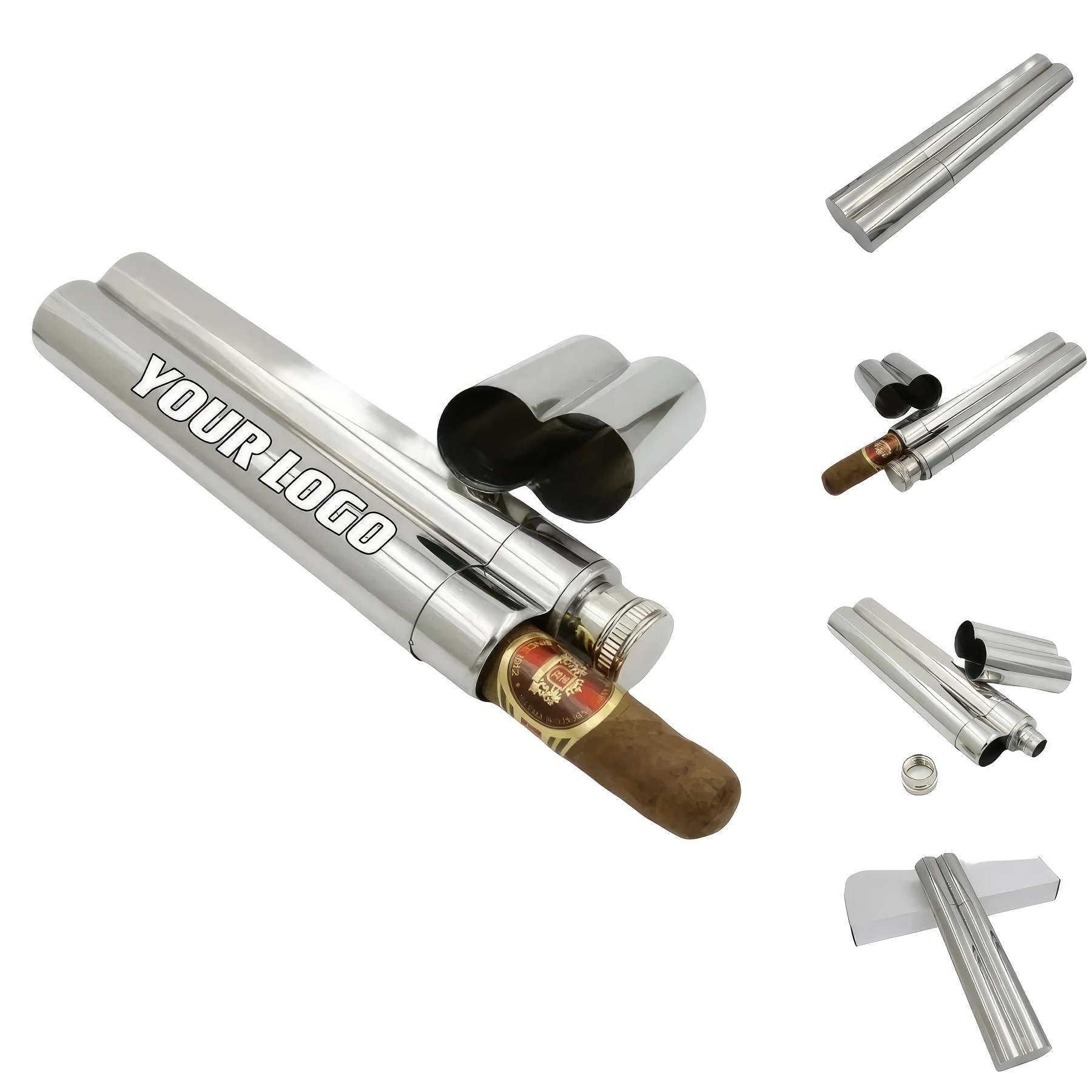 Customizable Stainless Steel Cigar Case With Wine Tube 3