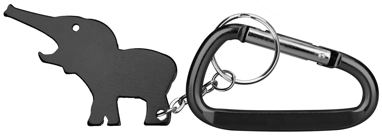 Metal Elephant Shape Bottle Opener with Key Ring & Carabiner 3