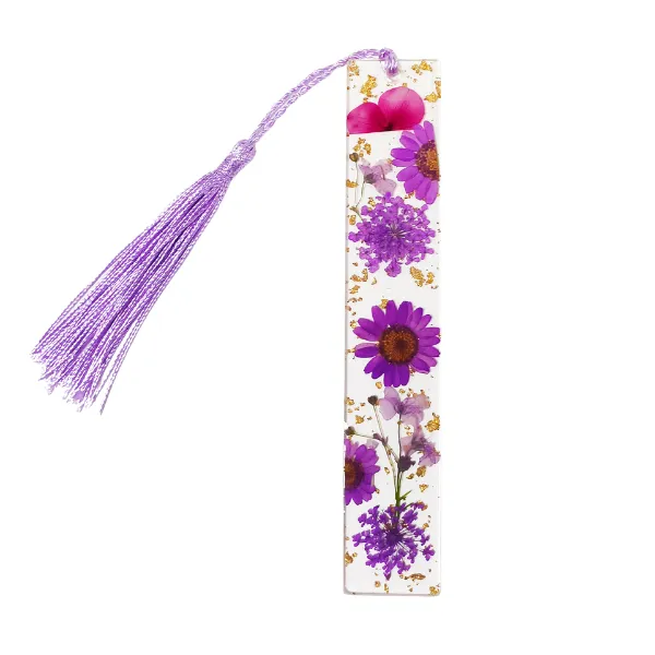 Pressed Flower Resin Bookmark with Tassel 15