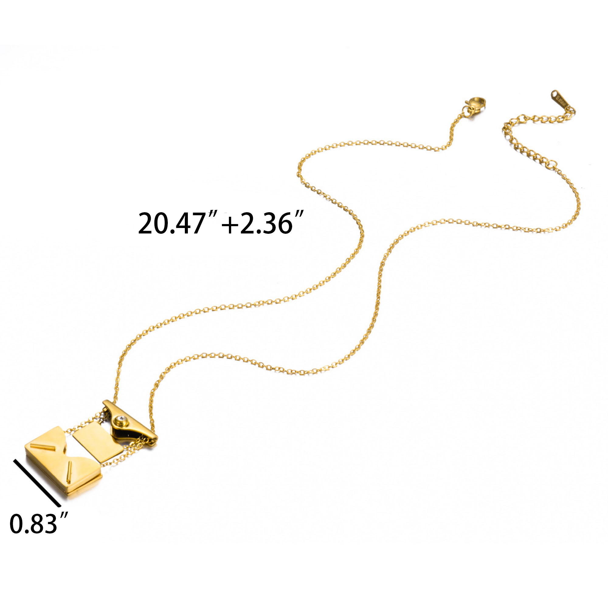 Stainless steel envelope necklace with customizable logo 3