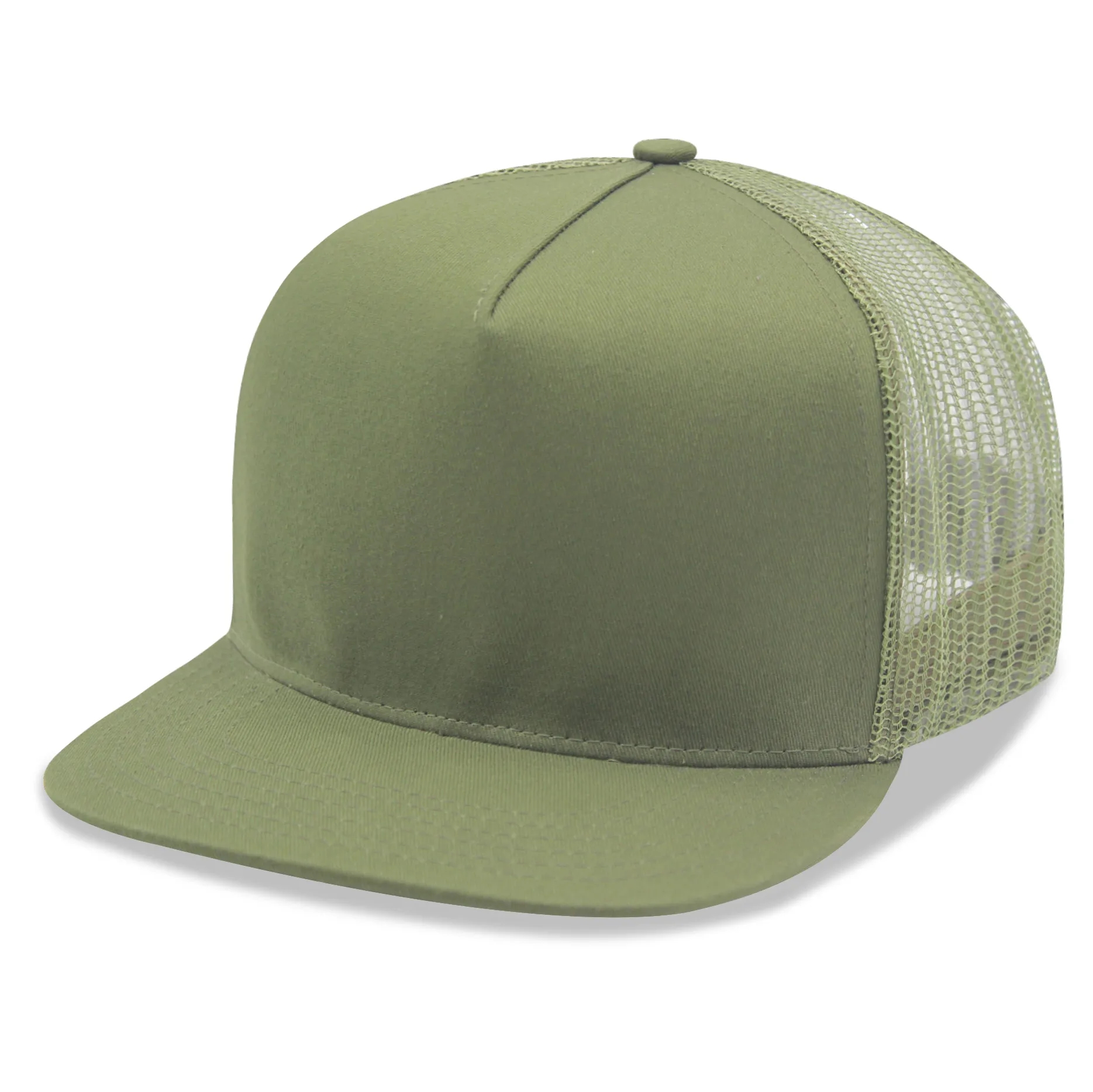 5 Panels Flat Bill Mesh Back Trucker Cap