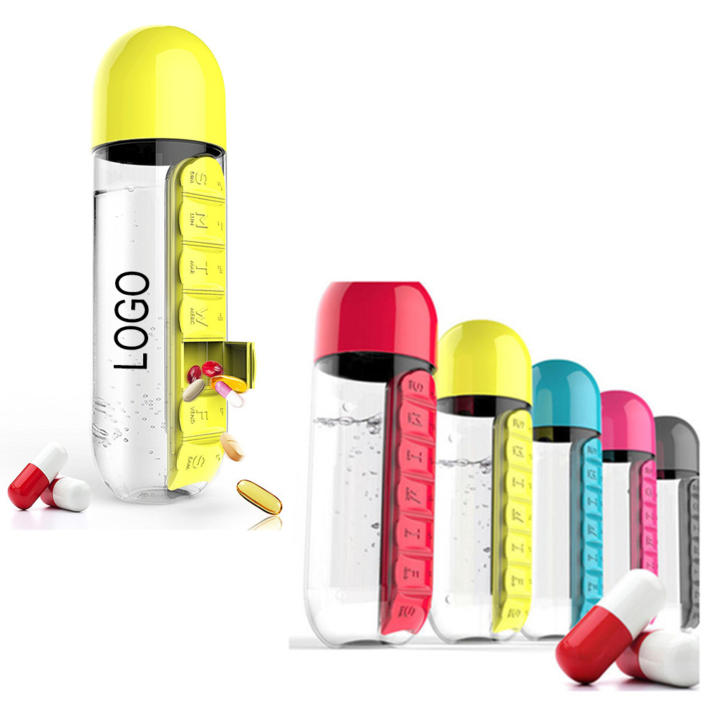 2-in-1  Water Bottle with 7 Daily Pill Box 1