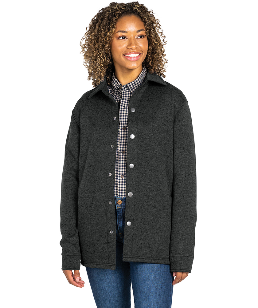 Heathered Fleece Snap Shacket