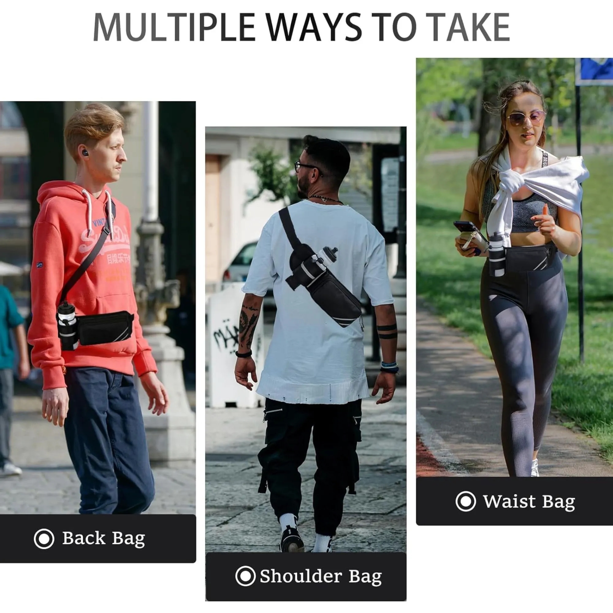 Waterproof Large Capacity Reflective Water Bottle Waist Bag 4