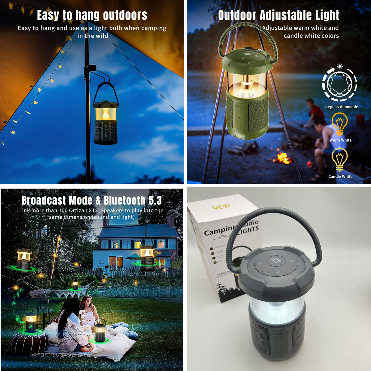 Portable Wireless Speaker with LED Lights for Camping 3
