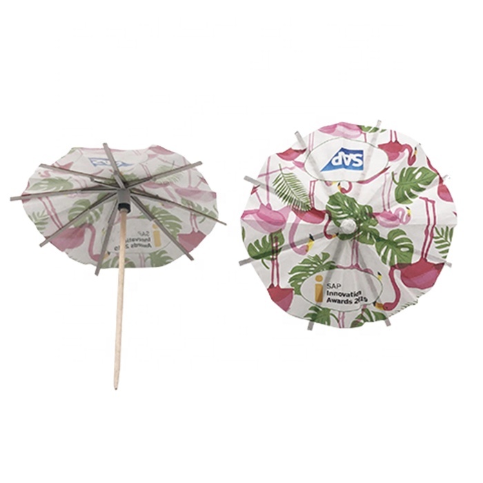 Promotional Custom Party Paper Wooden Picks Toothpick Cocktail Umbrellas For Drink 2