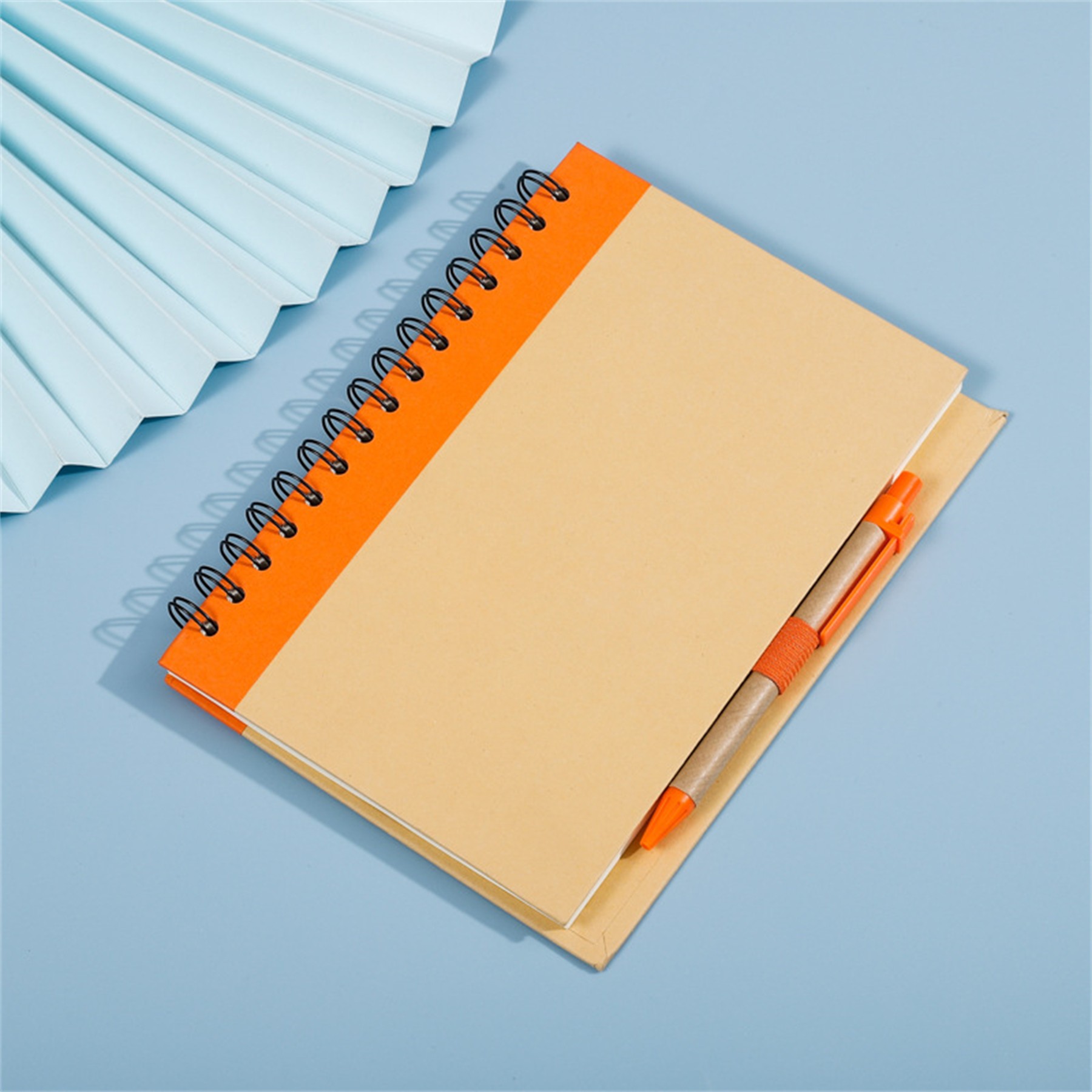 Kraft Paper Cover Spiral Notebook with Pen 6