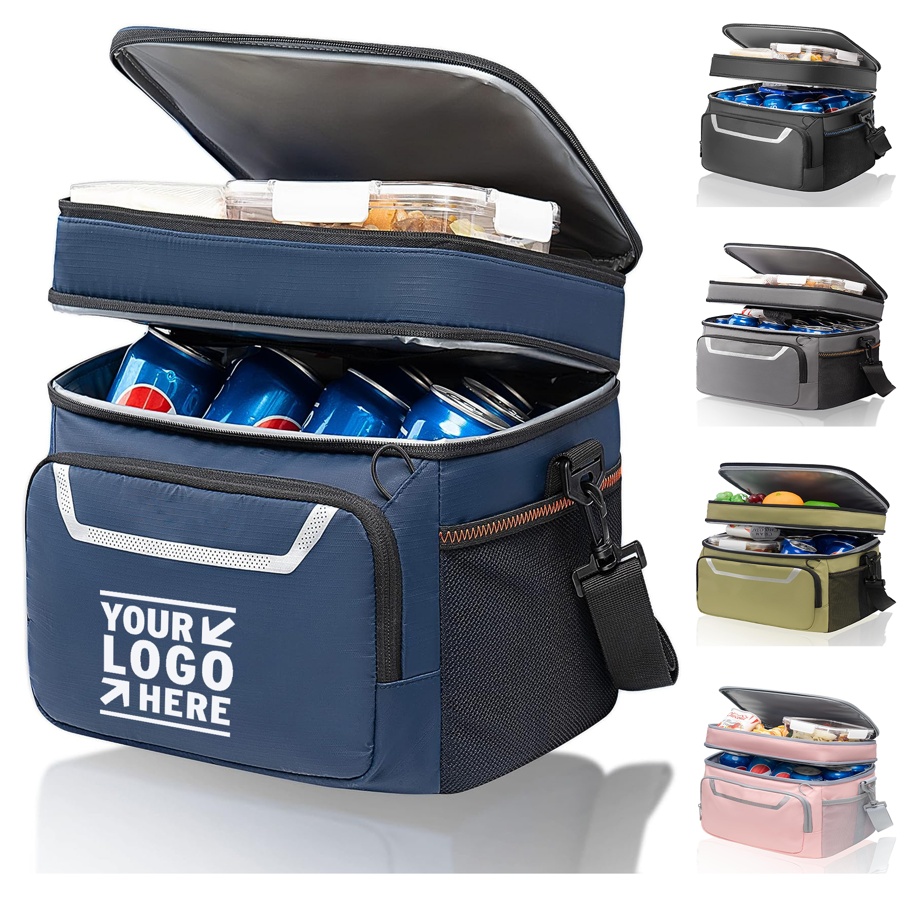 Dual Compartment Reusable Waterproof Leak-Proof Men Lunch Box 24 Can Cooler Insulated Lunch Bag 2