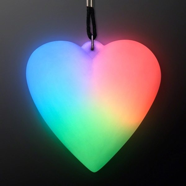 LED Deco Heart Necklace on Black String Lanyard 4