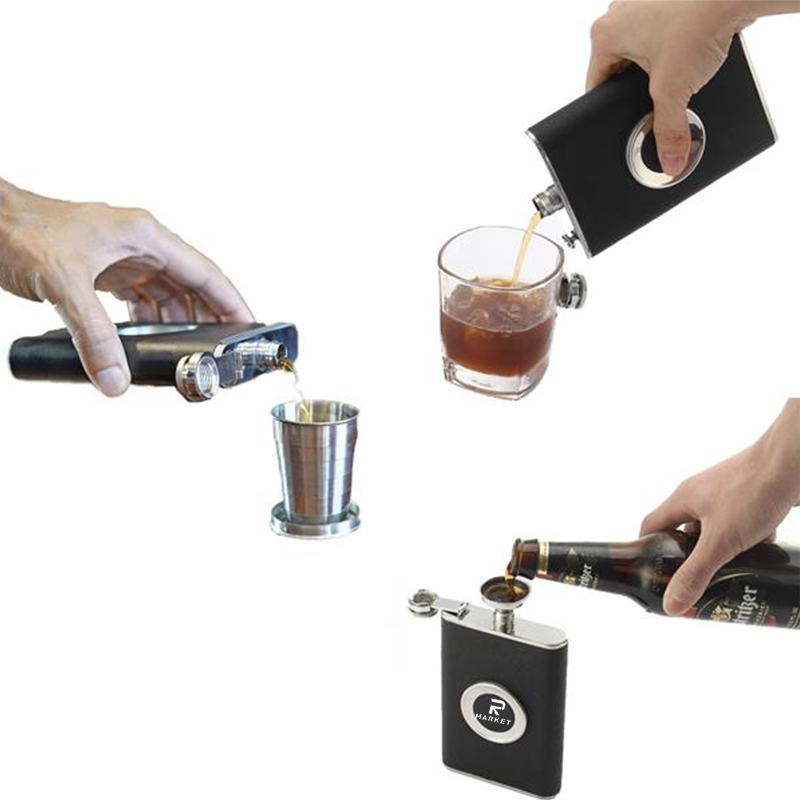 Stainless Steel Shot Flask 8 oz with 2 oz Collapsible Shot Glass 2