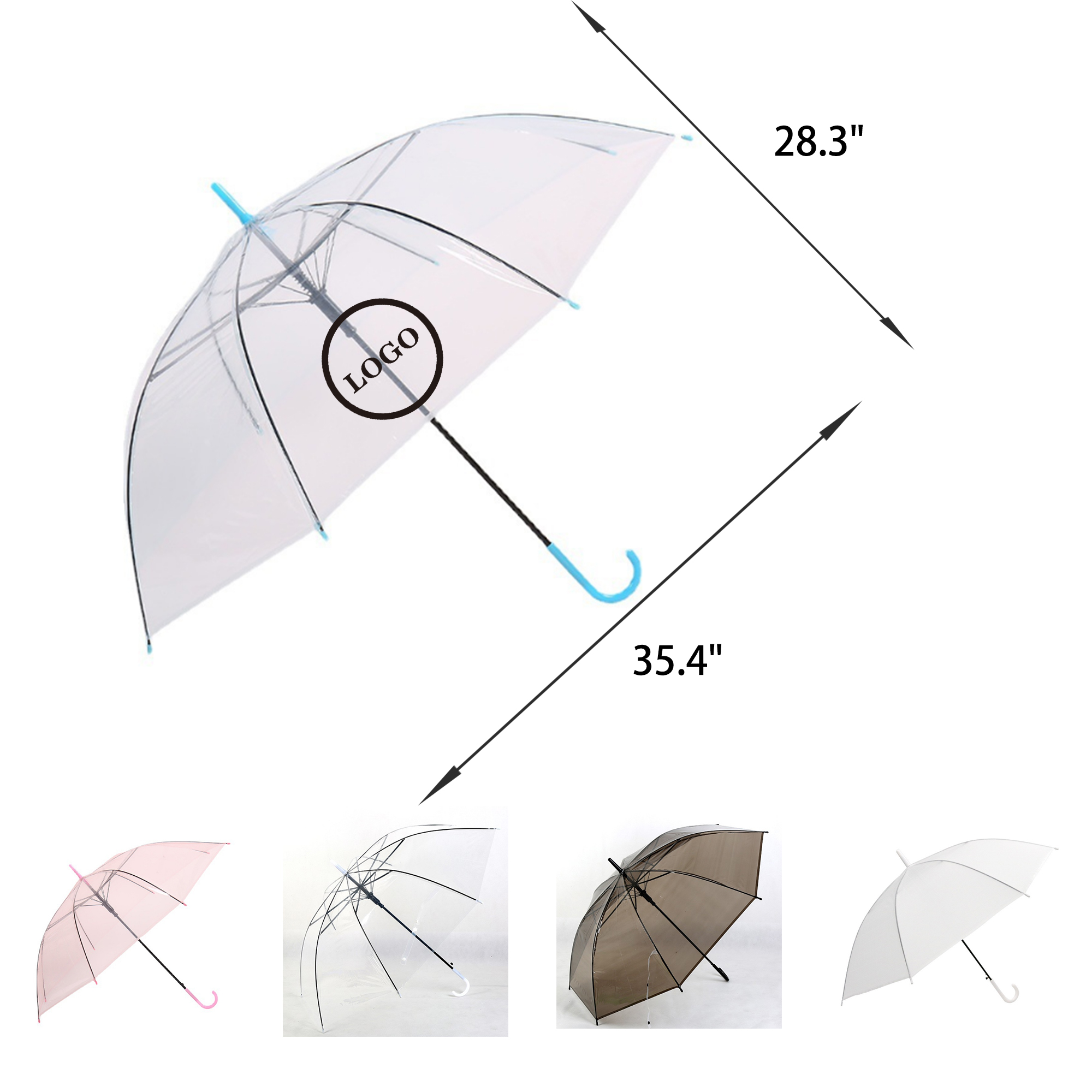 MOQ 50 PCS Stylish PVC Transparent Umbrella 4
