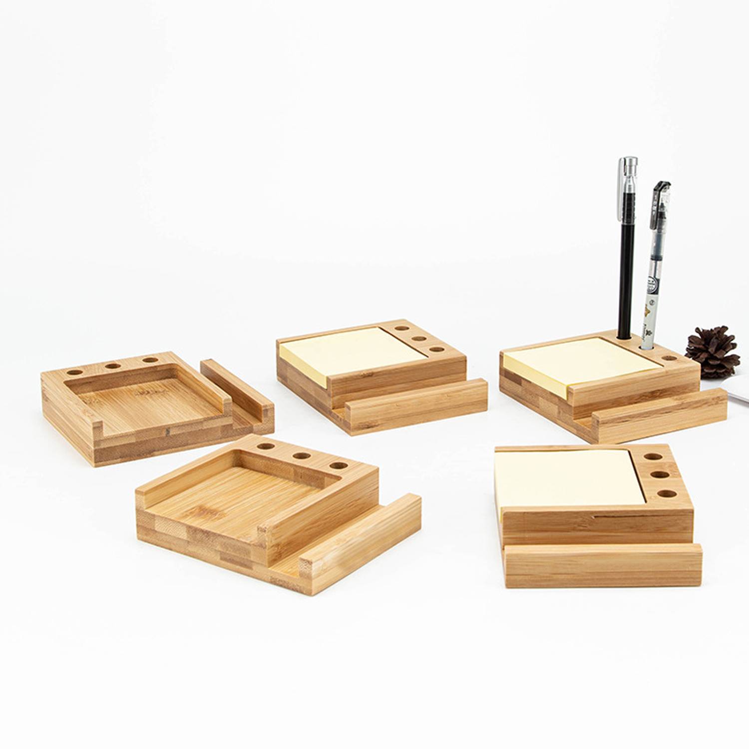 Bamboo Multi-Functional Sticky Notes Desk Organizer 6