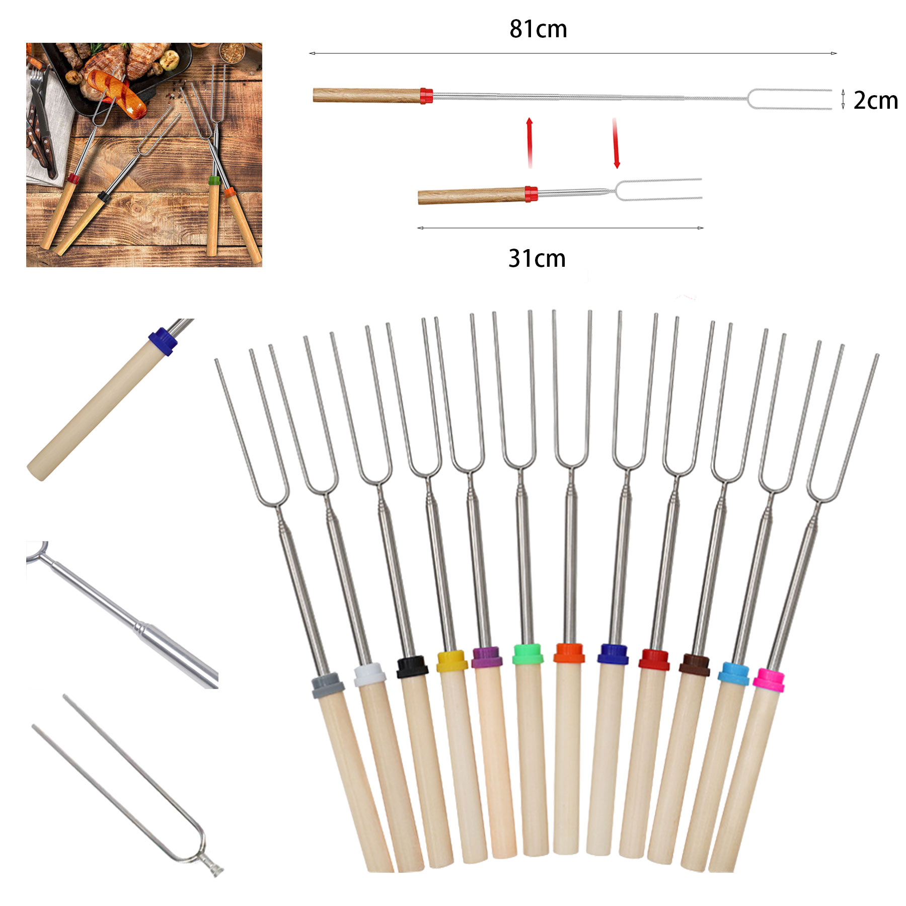 Telescopic Stainless Steel Barbecue Fork 1