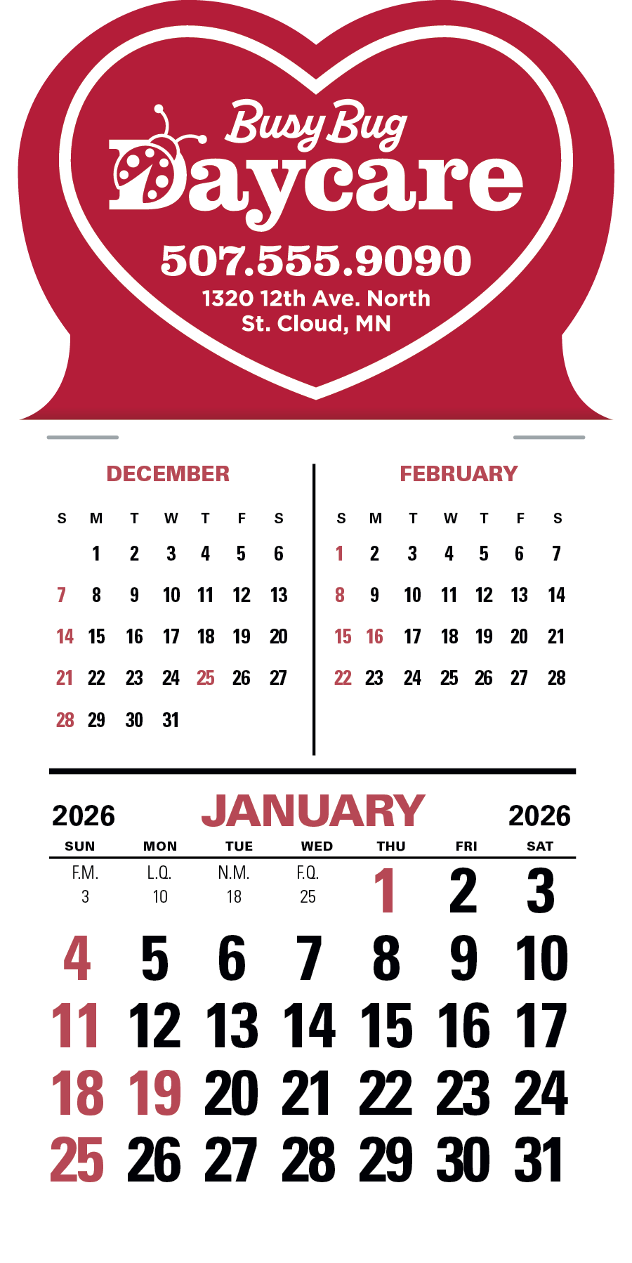Press-N-Stick 3-Month Vertical Calendar