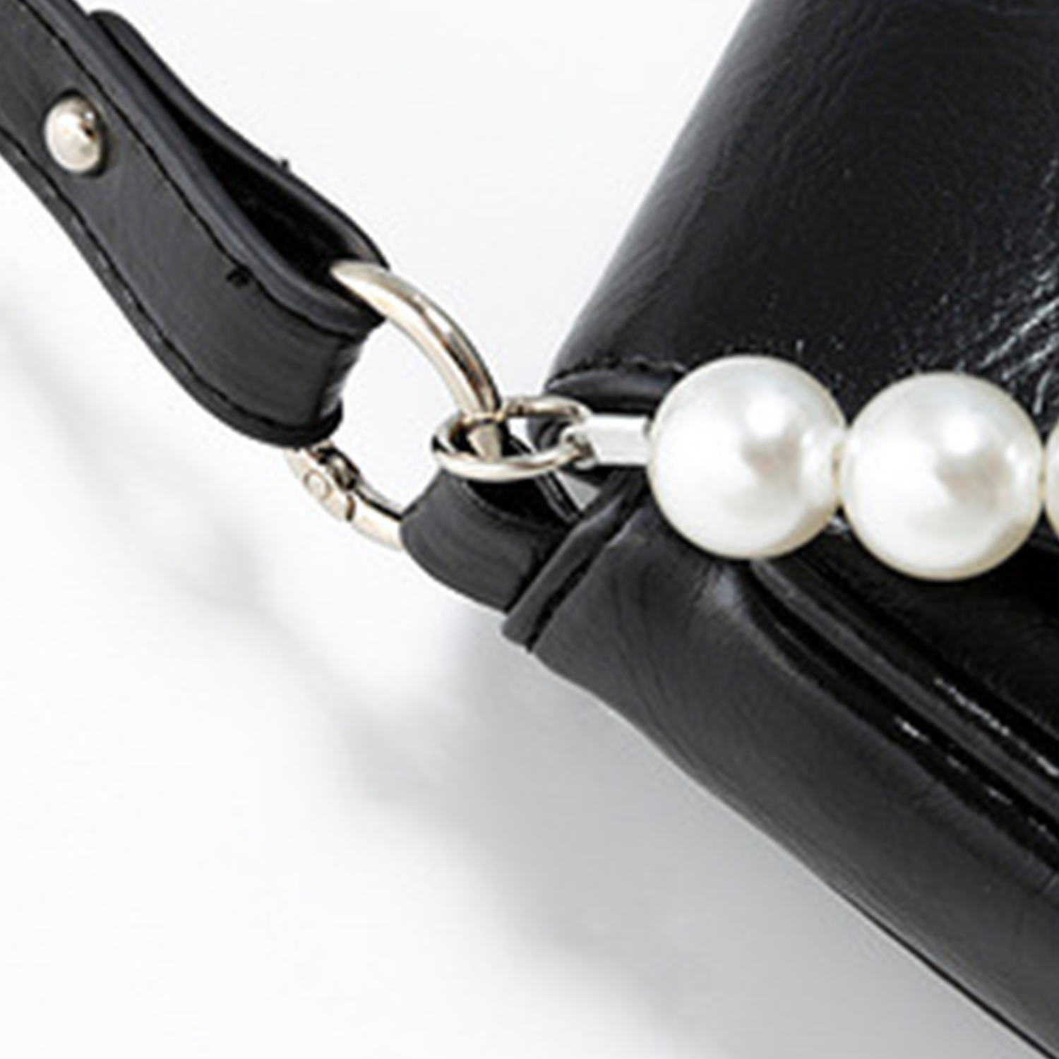 PU Leather Fashion Chain Pearl Shoulder Tote Bag 3