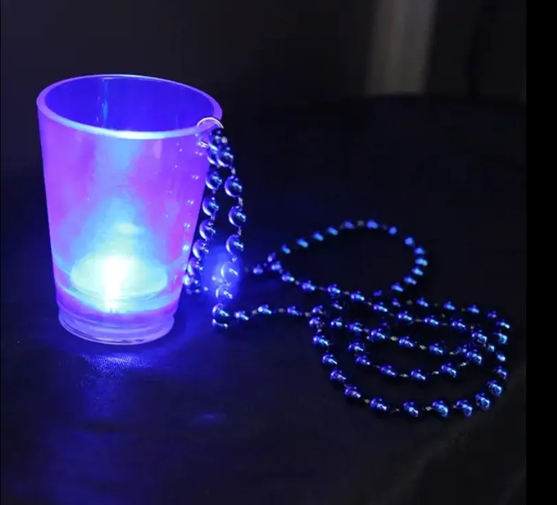 2 Oz. Light Up Green Shot Glass W/ Bead Necklace 6
