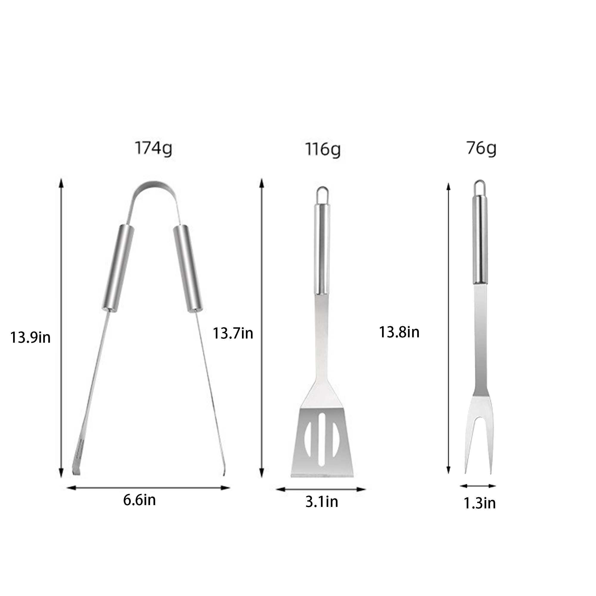Three-Piece Stainless Steel BBQ Tool Set 2