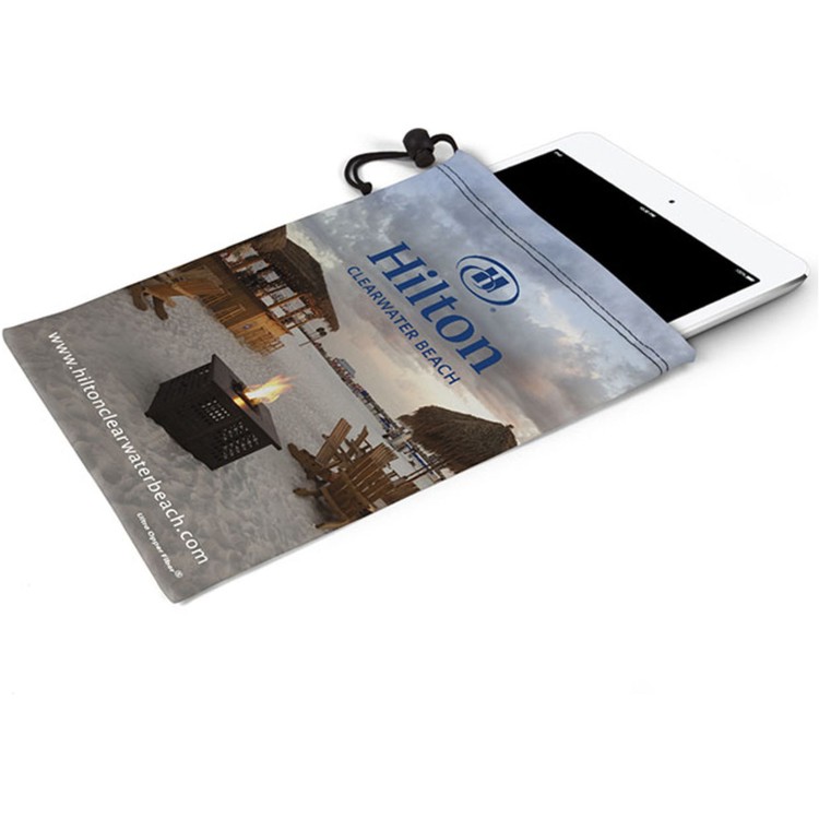 12" x 8.5" Ultra Opper Fiber® Drawstring Tablet Bag, Full Color, Full Bleed, Full Wrap