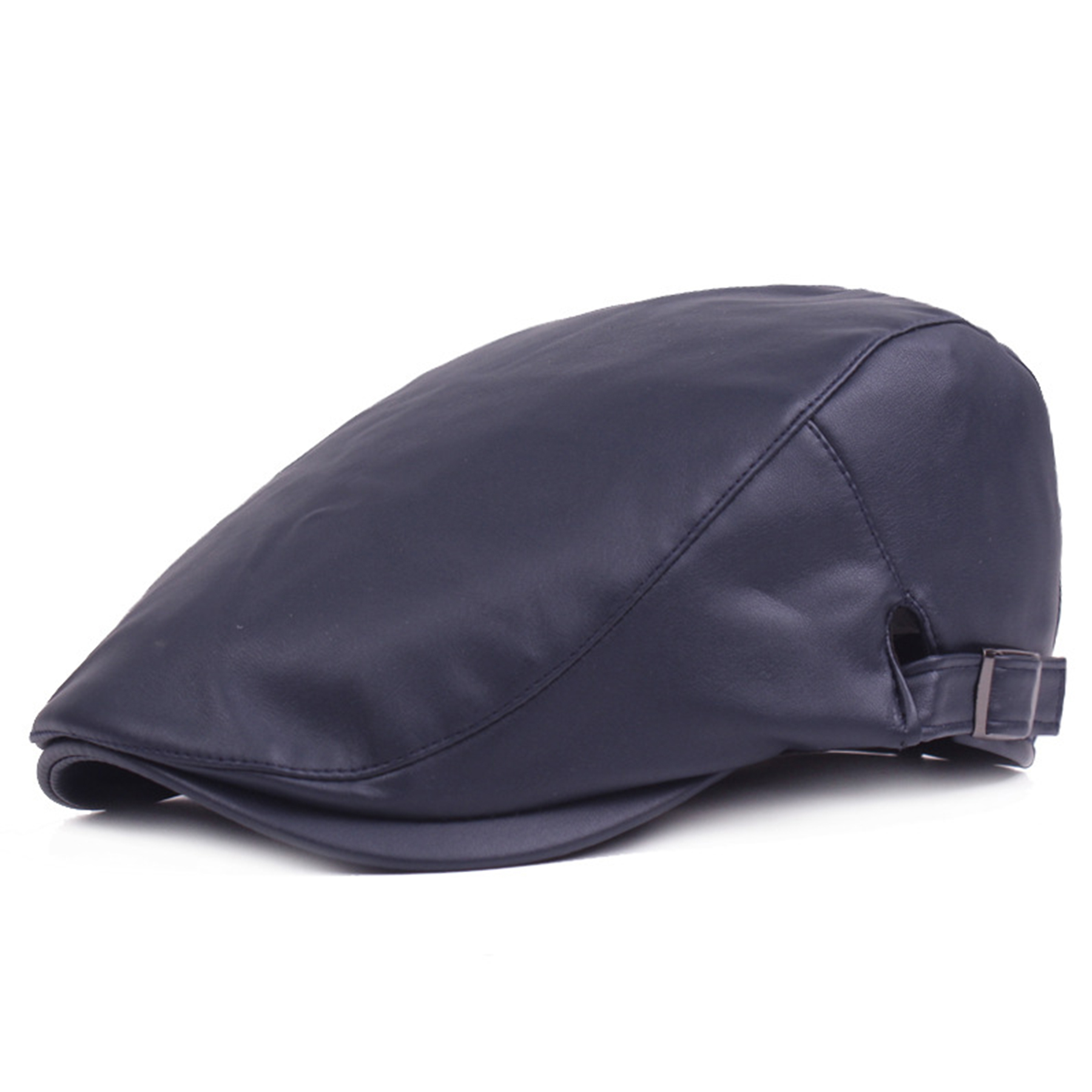 PU Leather Fashion Beret Hat Flat Cap 6