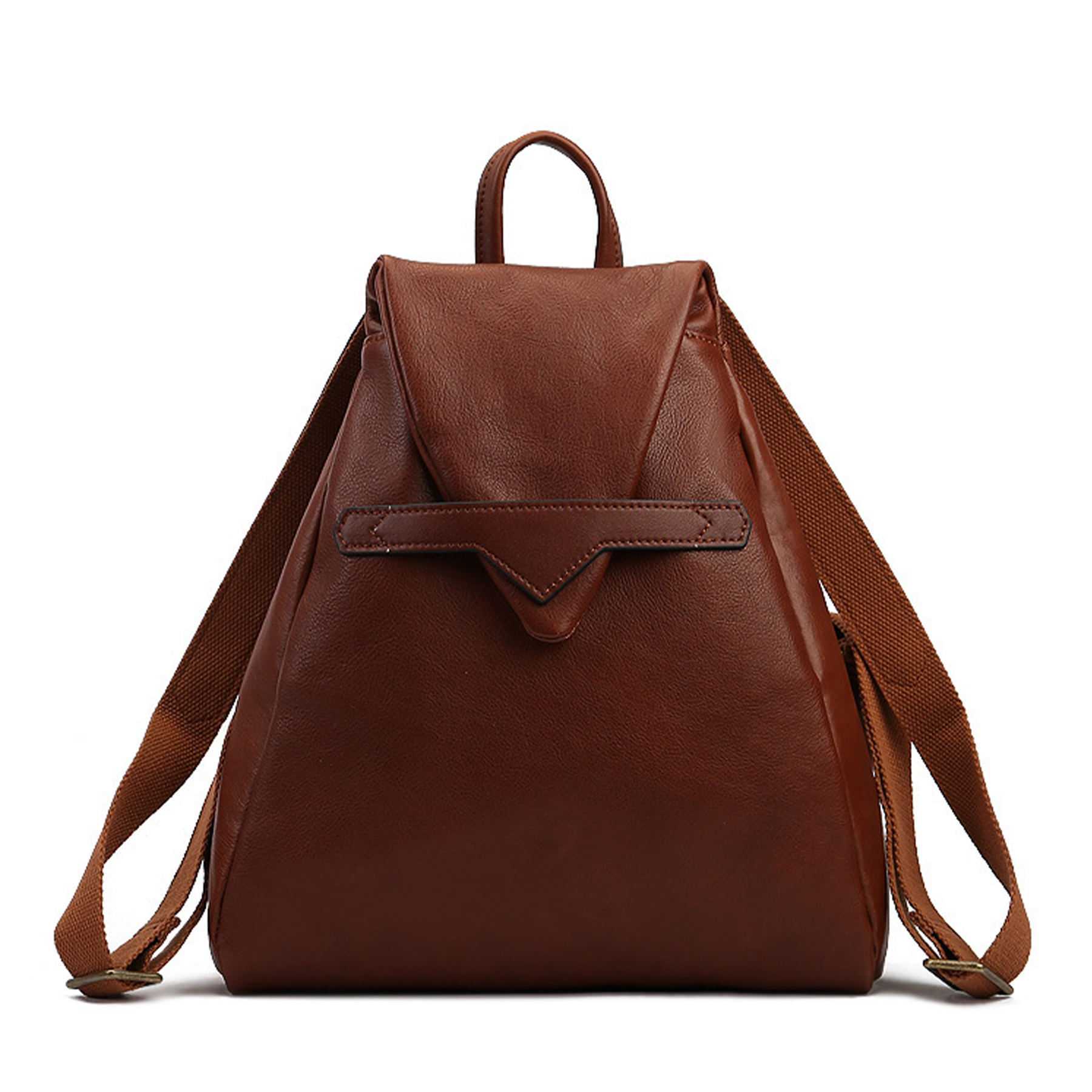 Genuine Leather Solid color commuter backpack 4