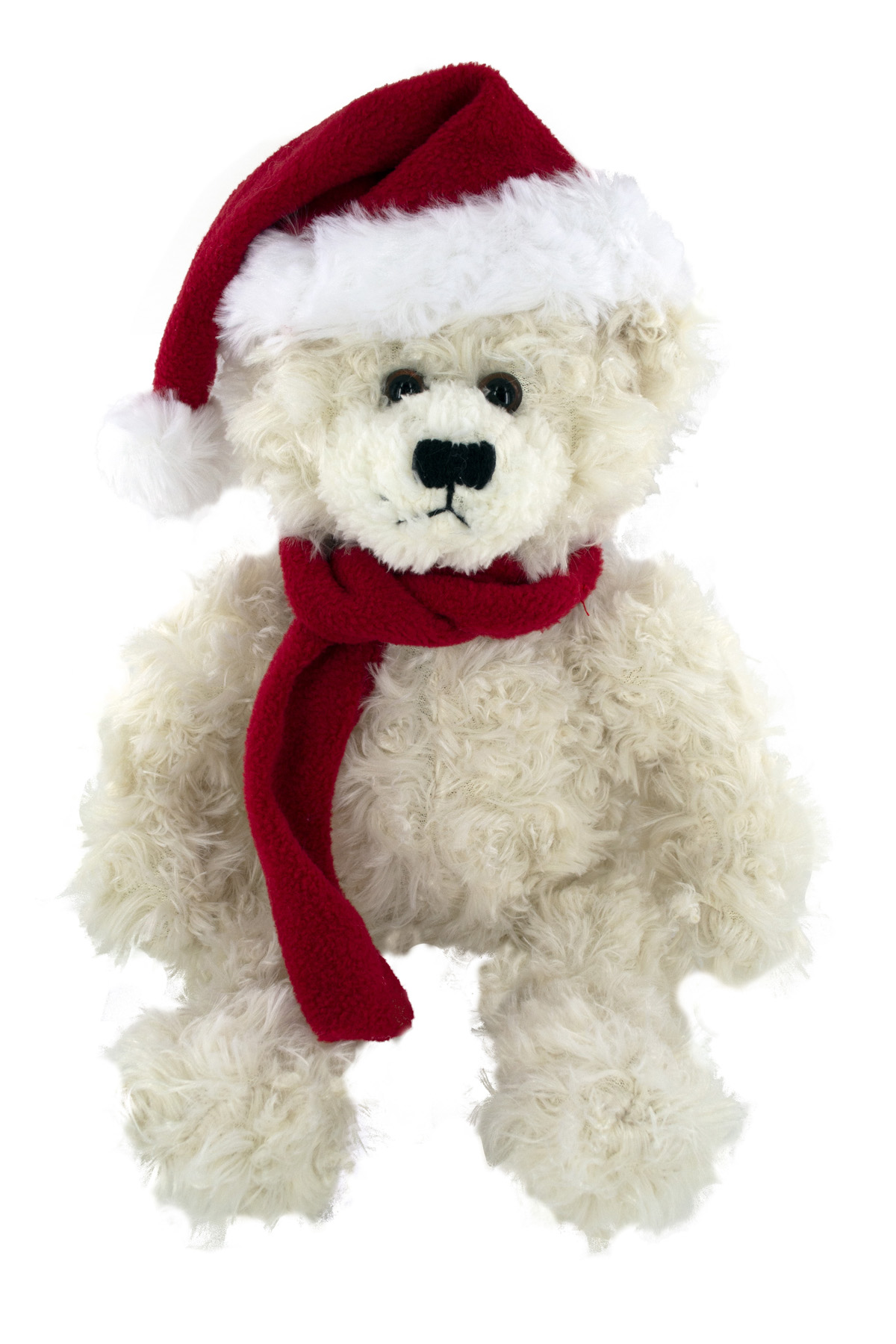 soft plush Cream Brandon Bear  with Christmas scarf &hat 3